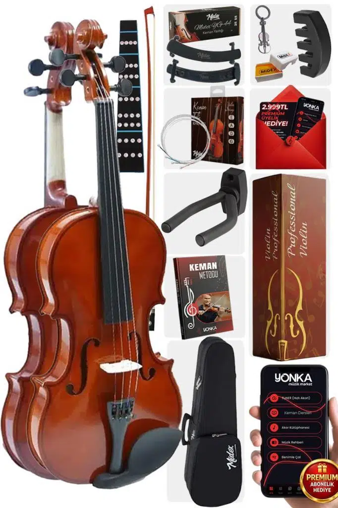 Midex CVL-742-PAK Çocuk Kemanı 8-10 Yaş 1/2 (Yastık Susturucu Çanta Yay Tel Reçine)