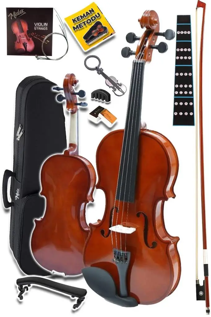 Midex CVL-742-TYS Profesyonel 1/2 Çocuk Kemanı Seti 8-10 Yaş (Yastık Tel Çanta Yay Susturucu Reçine)