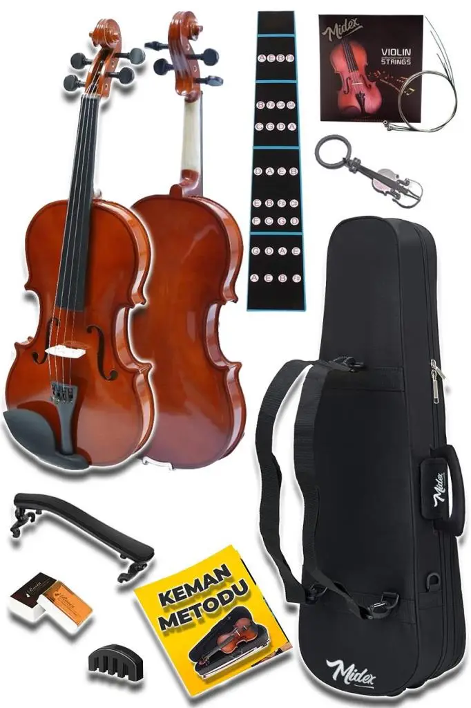 Midex CVL-742-TYS Profesyonel 1/2 Çocuk Kemanı Seti 8-10 Yaş (Yastık Tel Çanta Yay Susturucu Reçine)