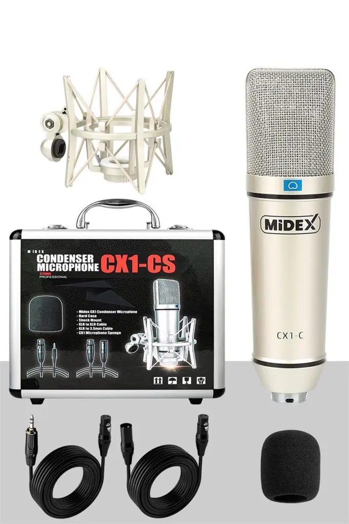 Midex CX1-C Mikrofon GLX-500 Ses Kartı + Stand Pop Filtre Set