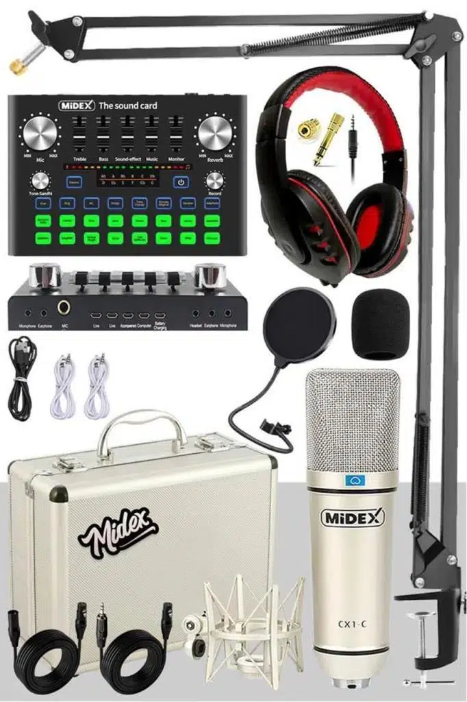 Midex CX1 Compact Set-2 Efektli Ses Kartı Mikrofon Stand Seti (PC ve Telefon)