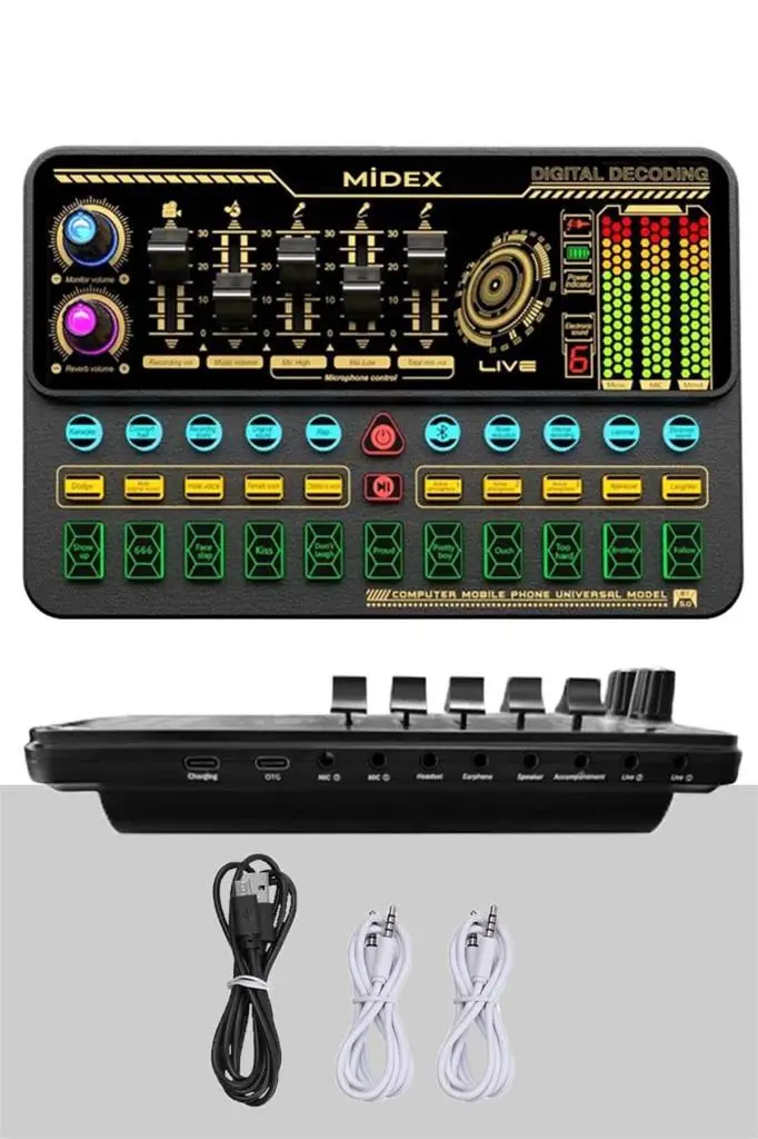 Midex CX1 Platinium Set Efektli Ses Kartı Mikrofon Stand Kayıt Canlı Yayın Seti