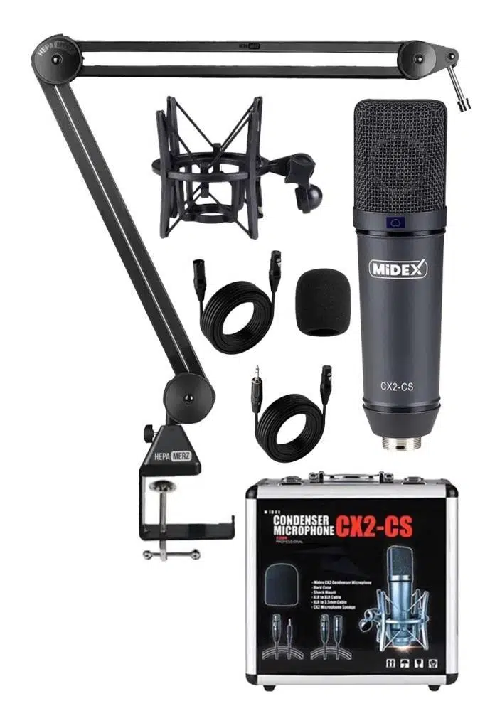 Midex CX2-Q Pro Set Üst Seviye Condenser Stüdyo Ses Kayıt Mikrofonu Standı Seti
