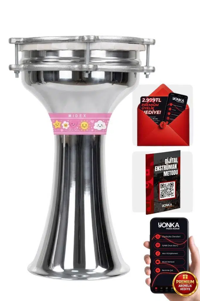 Midex DBK-01PK Çocuklar İçin1 Numara Alüminyum Darbuka Seti (33 x 18 cm)