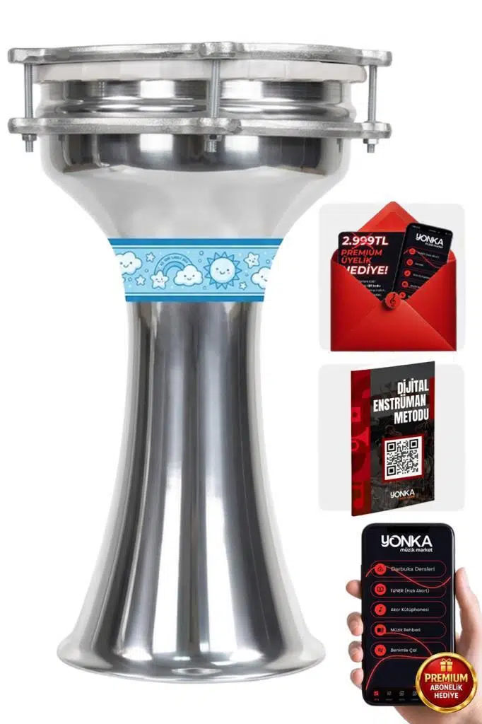 Midex DBK-02BL Çocuklar İçin 2 Numara Alüminyum Darbuka Seti (33 x 18 cm)