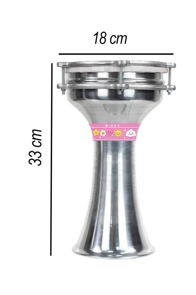 Midex DBK-02PK Çocuklar İçin 2 Numara Alüminyum Darbuka Seti (33 x 18 cm)