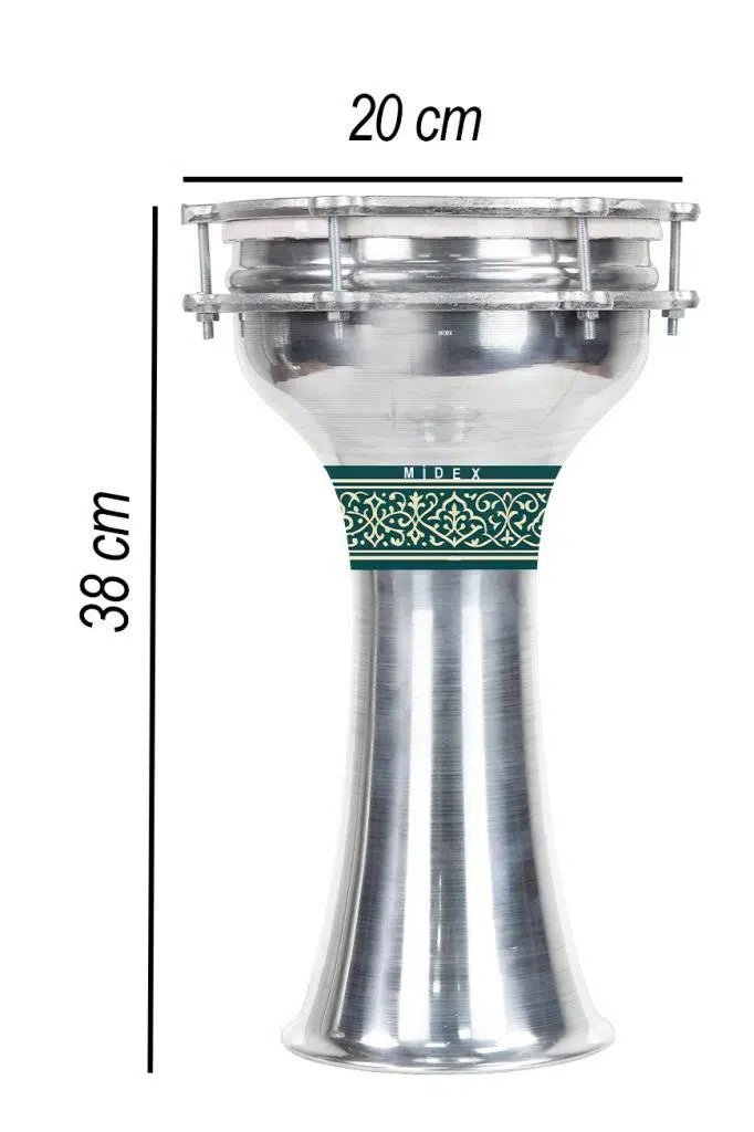 Midex DBK-04 Yetişkinler İçin 4 Numara Büyük Boy Alüminyum Darbuka (38 x 20 cm)