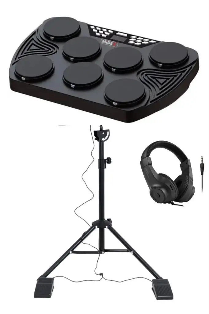 Midex DDX-105ST Profesyonel Standlı Dijital Davul Şarjlı Elektronik Bateri Bluetooth (Davul Stand Kulaklık Baget)