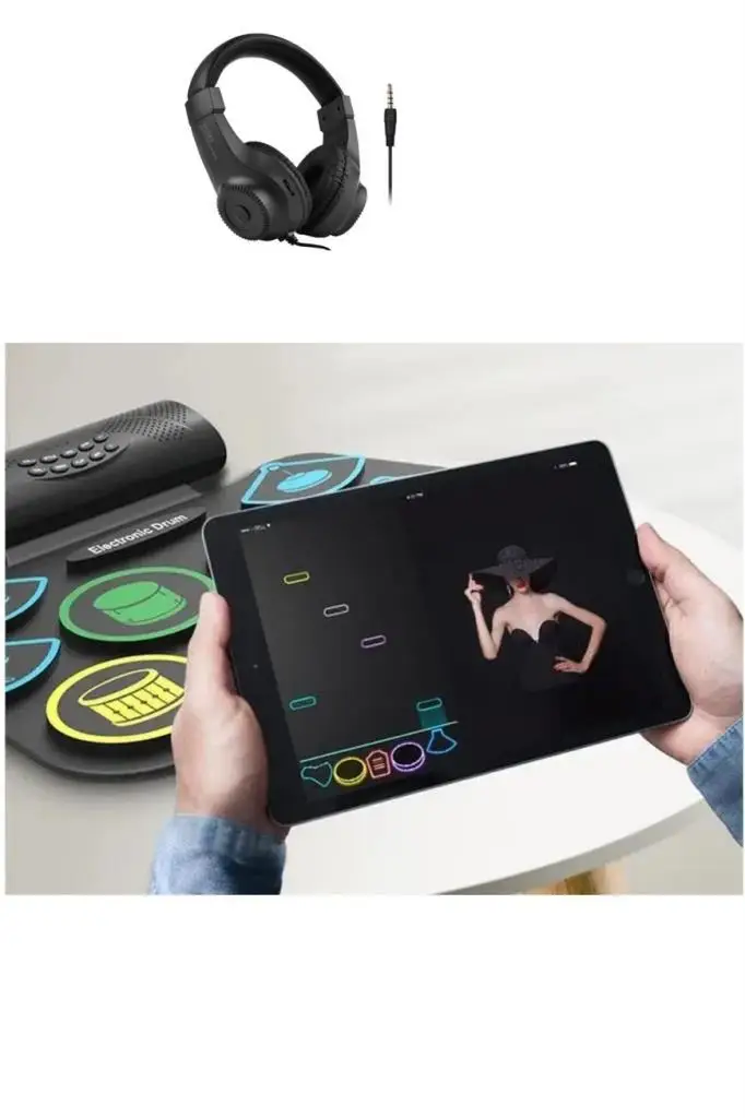 Midex DDX-75 Şarjlı Dijital Davul 9 Ped 2 Ayak Pedalı Bluetooth (Kulaklık Çubuklar Adaptör Full Set)