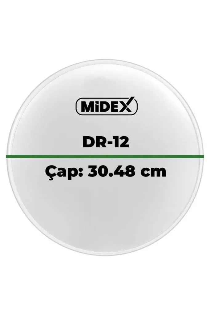 Midex DR-12WH Beyaz Renk 12 İnç Alto Bateri Davul Derisi Drumhead 12`` inch (30.48 cm)