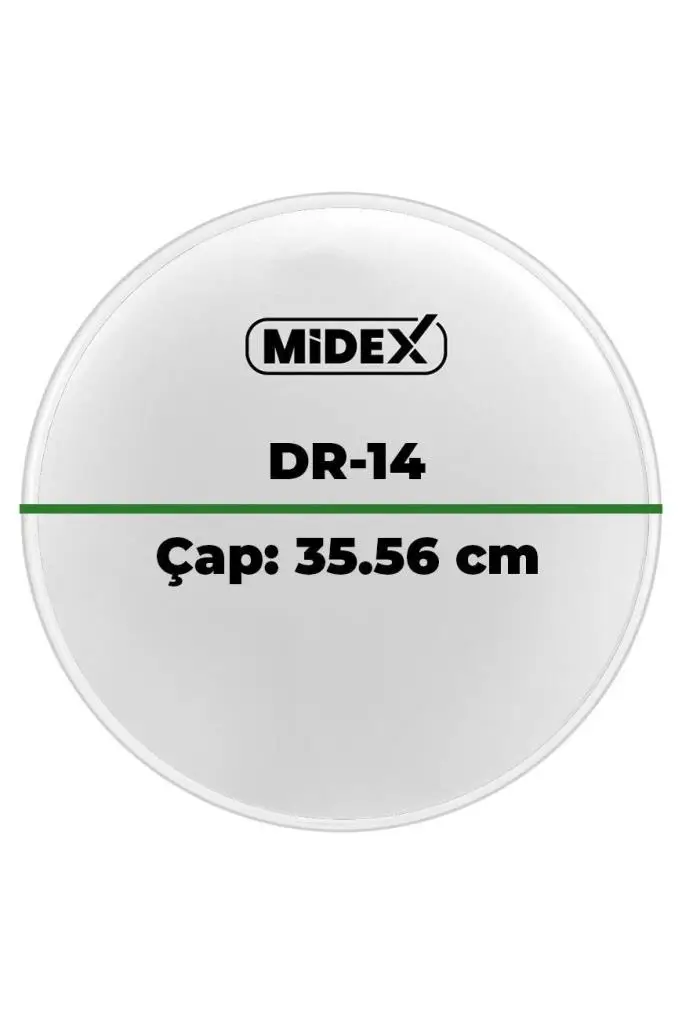 Midex DR-14WH Beyaz Renk 14 İnç Trampet Bateri Davul Derisi Drumhead 14`` inch (35.56 cm)