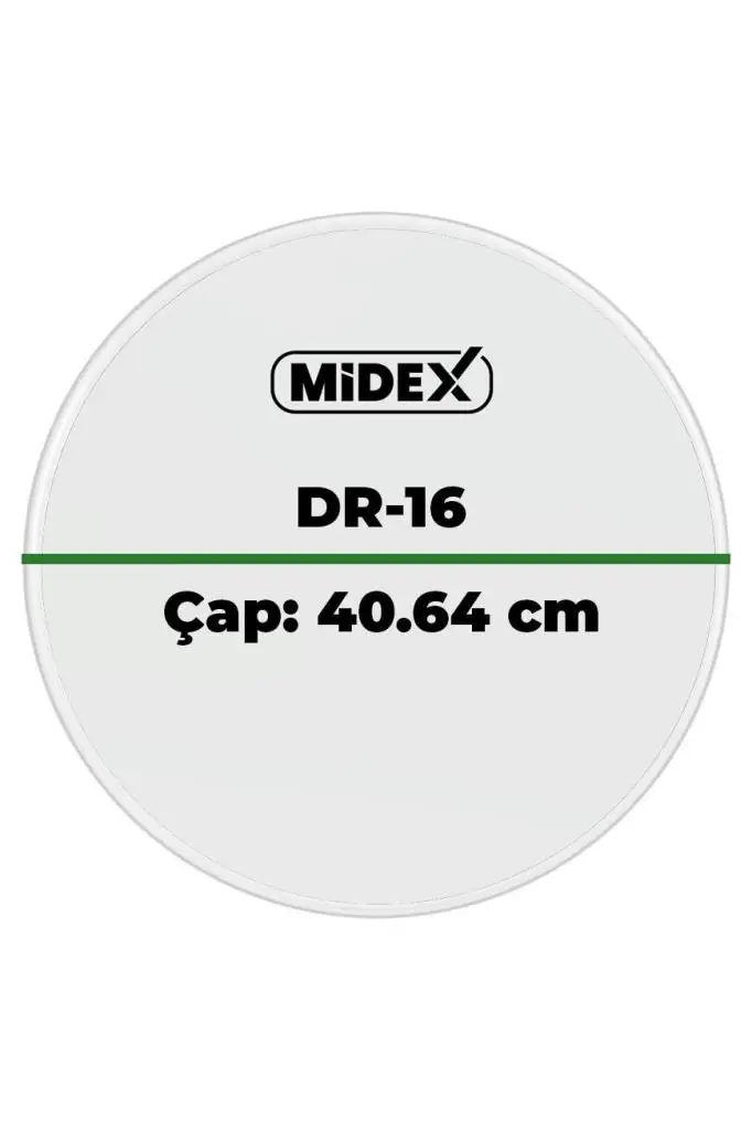 Midex DR-16R Şeffaf Renk 16 İnç Tom Bateri Davul Derisi Drumhead 16`` inch (40.64 cm)