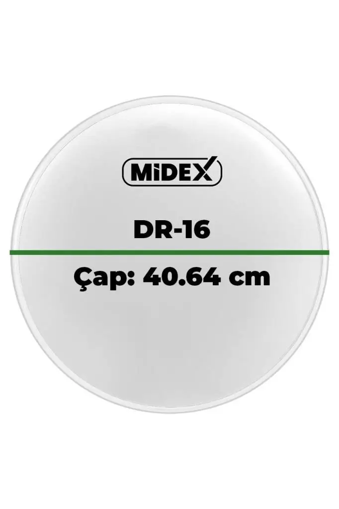 Midex DR-16WH Beyaz Renk 16 İnç Tom Bateri Davul Derisi Drumhead 16`` inch (40.64 cm)