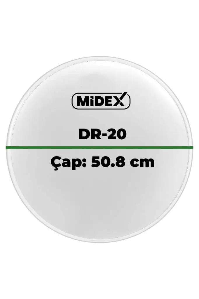 Midex DR-20WH Beyaz Renk 20 İnç Kick Bateri Davul Derisi Drumhead 20`` inch (50.80 cm)