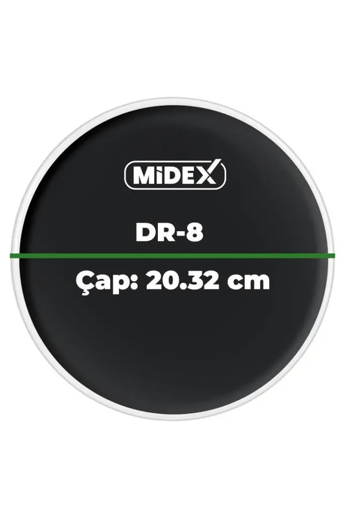 Midex DR-8BK Siyah Renk 8 İnç Bateri Davul Tom Derisi Drumhead 8`` inch (20.32 cm)