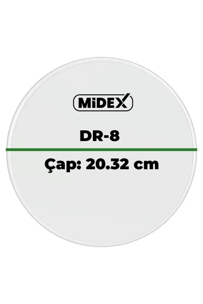 Midex DR-8R Şeffaf Renk 8 İnç Bateri Davul Tom Derisi Drumhead 8`` inch (20.32 cm)