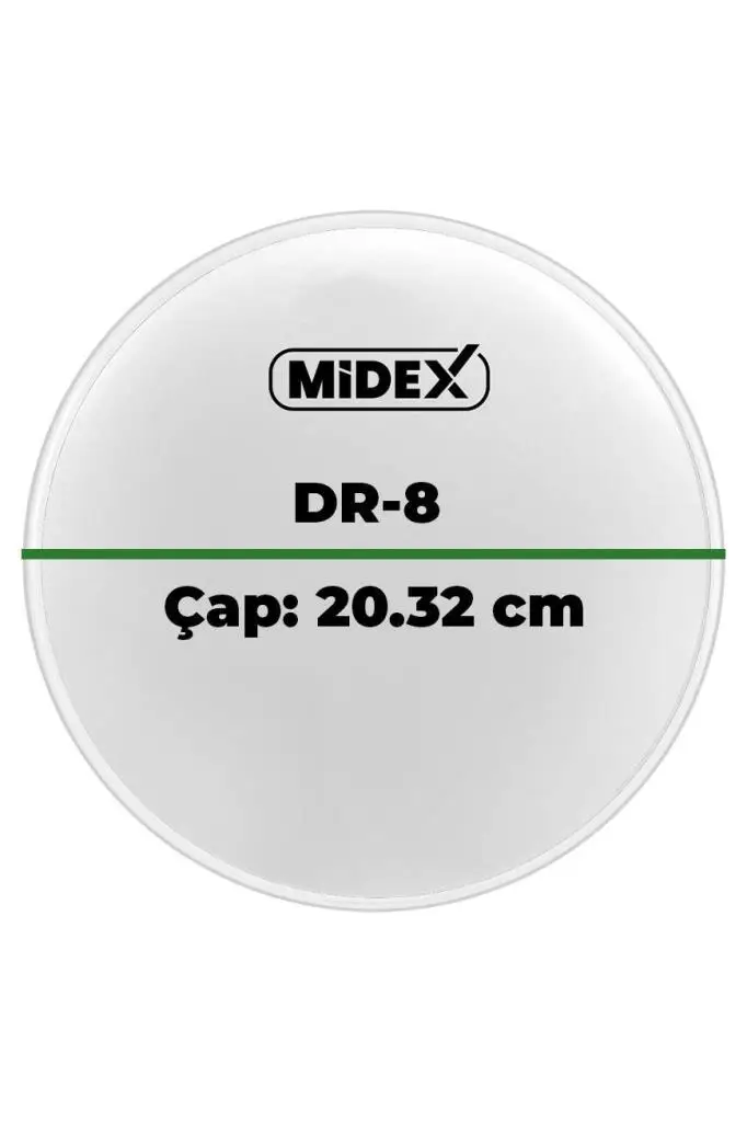 Midex DR-8WH Beyaz Renk 8 İnç Bateri Davul Tom Derisi Drumhead 8`` inch (20.32 cm)