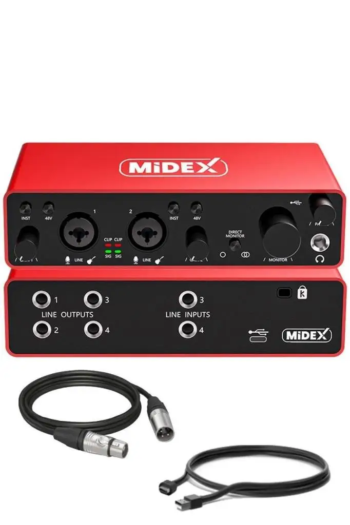 Midex Functional Paket-3 Stüdyo Ekipmanları Mikrofon 4 Çıkış Ses Kartı Full Set