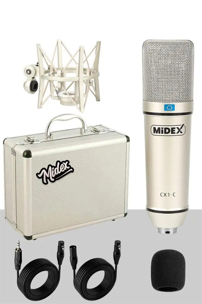 Midex Functional Paket-3 Stüdyo Ekipmanları Mikrofon 4 Çıkış Ses Kartı Full Set