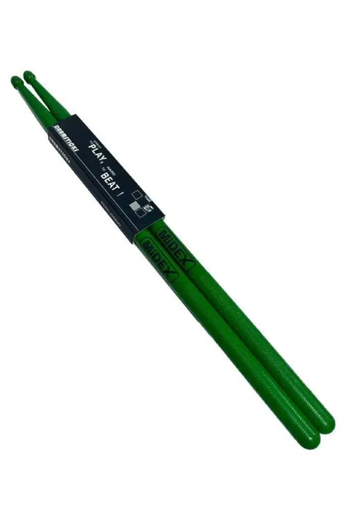 Midex GFK-801GR-3X 5A Bateri Baget Kırılmaz Polyemid Yeşil Renk Davul Bageti 5A Drumsticks 6 Adet (3 Çift)