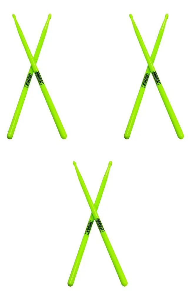 Midex GFK-801LGR-3X 5A Bateri Baget Kırılmaz Polyemid Açık Yeşil Renk Davul Bageti 5A Drumsticks 6 Adet (3 Çift)
