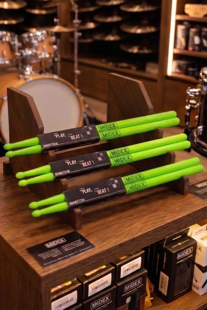Midex GFK-801LGR-3X 5A Bateri Baget Kırılmaz Polyemid Açık Yeşil Renk Davul Bageti 5A Drumsticks 6 Adet (3 Çift)