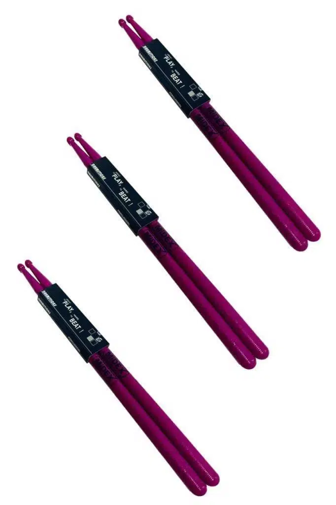 Midex GFK-801PU-3X 5A Bateri Baget Kırılmaz Polyemid Mor Renk Davul Bageti 5A Drumsticks 6 Adet (3 Çift)