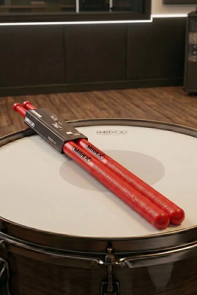 Midex GFK-801RD 5A Bateri Baget Kırılmaz Polyemid Kırmızı Renk Davul Bageti 5A Drumsticks