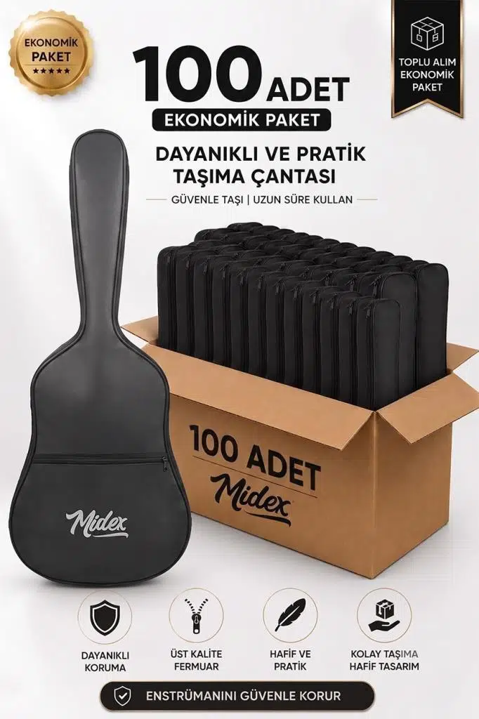 Midex GK-30E-100X Elektro Gitar Çantası 100'lü Paket Kaliteli Siyah Kılıf (100 Adet)