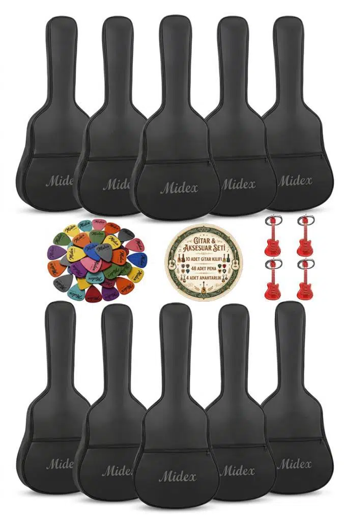 Midex GK-40K-10X 10'lu Klasik Gitar Çantası Kaliteli Siyah Kılıf