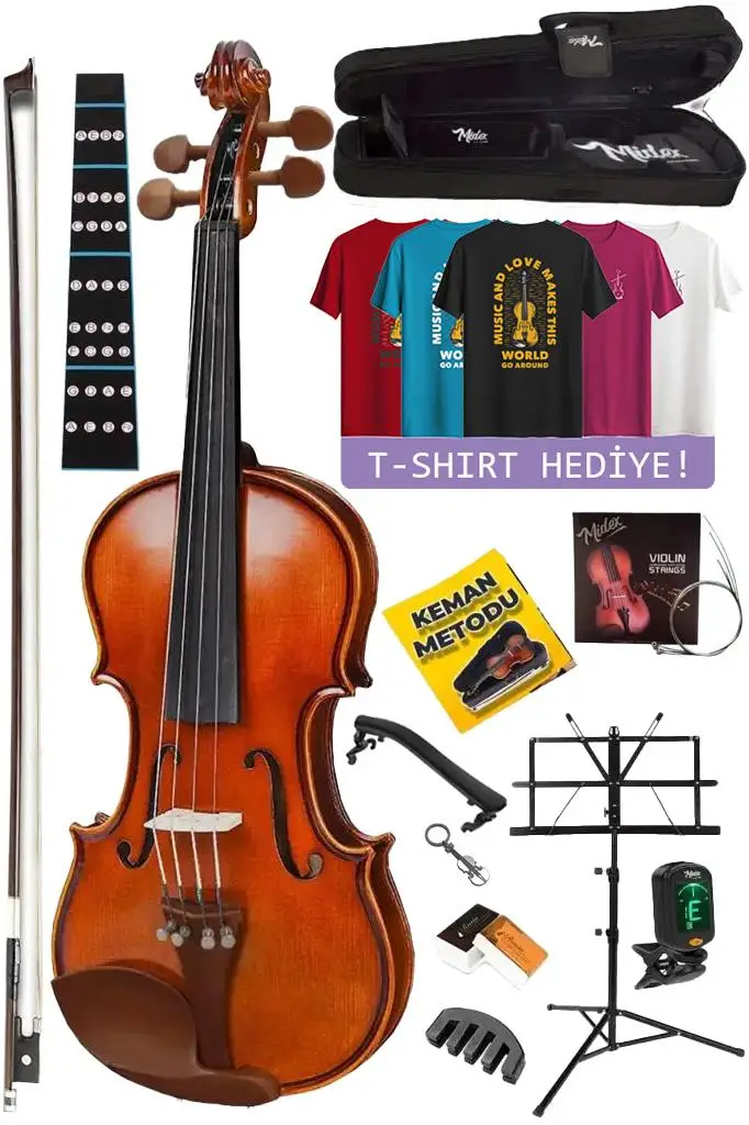 Midex GLA-124-TGIFT Profesyonel Keman 4/4 Tam Boy (T-Shirt Hediye)