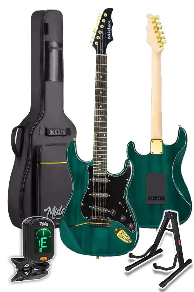 Midex GLC-40GR Profesyonel Elektro Gitar Yeşil (Stand Gigbag Askı Capo Tuner Pena Kablo Yedek Tel)
