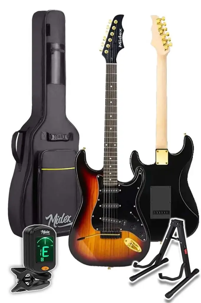 Midex GLC-40SB Profesyonel Elektro Gitar Sunburs (Stand Gigbag Askı Capo Tuner Pena Kablo Yedek Tel)