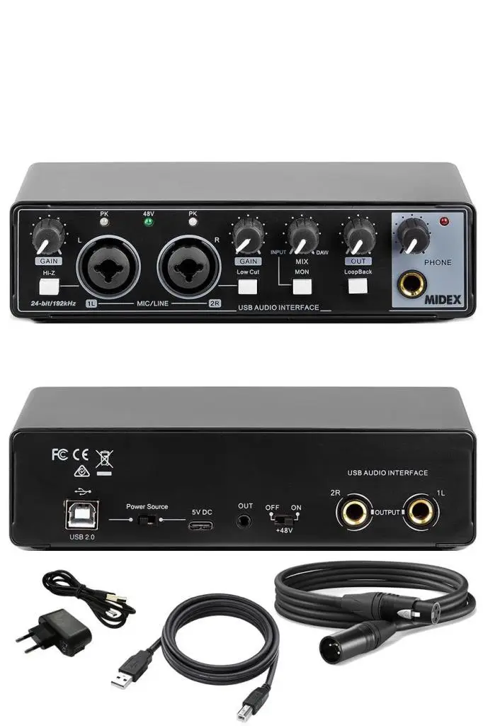 Midex GLX-650 Profesyonel Usb Stüdyo Ses Kartı 2 Giriş 2 Çıkış (xlr Kablo Dahil)