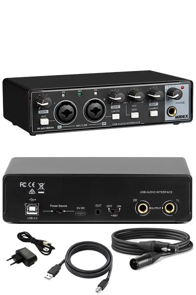 Midex GLX-650 Profesyonel Usb Stüdyo Ses Kartı 2 Giriş 2 Çıkış (xlr Kablo Dahil)