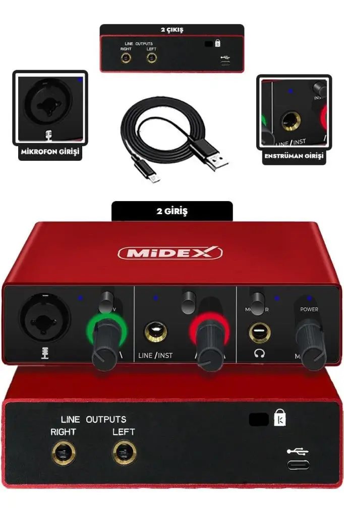Midex GLX Paket-2 BM800 And Mikrofon Ses Kartı + Stand Set