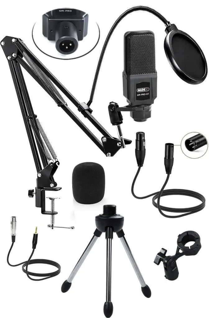 Midex Gm-Pro-ST Profesyonel Condenser Stüdyo Kayıt Mikrofon Paketi
