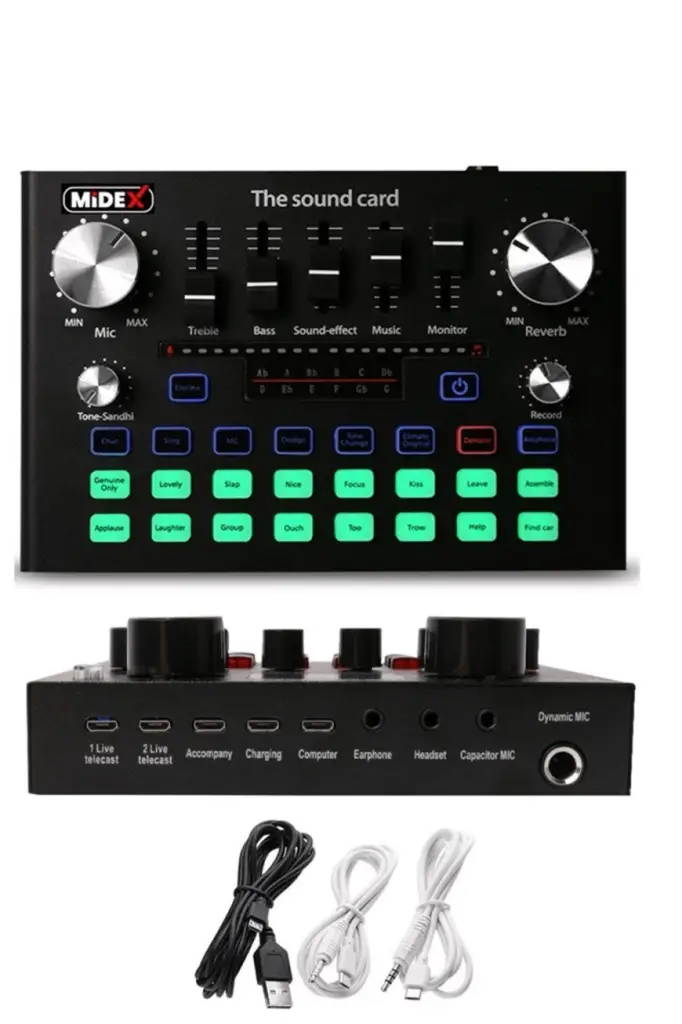 Midex GMX-1 Plus Record Head Set Condenser Mikrofon Kulaklık Ses Kartı Canlı Yayın Paketi (Telefon ve PC)