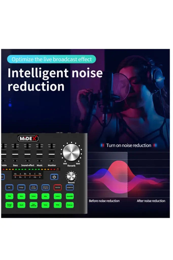 Midex GMX-1 Plus Record Head Set Condenser Mikrofon Kulaklık Ses Kartı Canlı Yayın Paketi (Telefon ve PC)