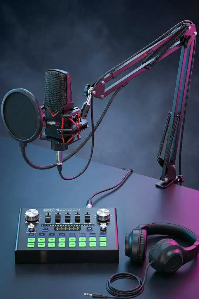 Midex GMX-1 Plus Record Head Set Condenser Mikrofon Kulaklık Ses Kartı Canlı Yayın Paketi (Telefon ve PC)