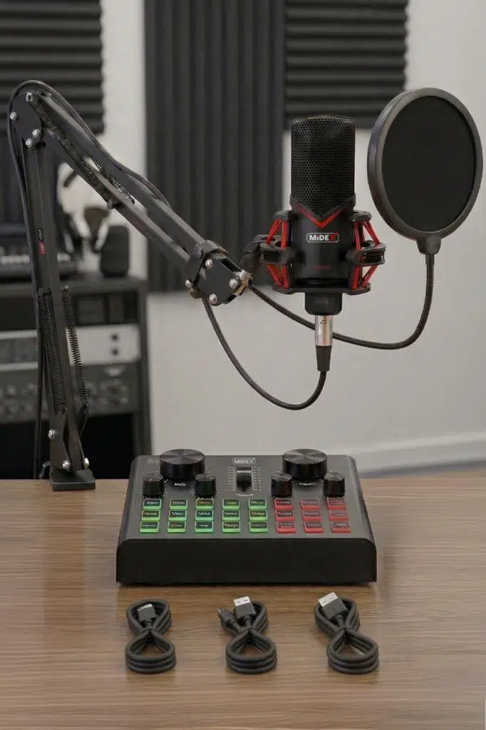 Midex GMX-1 Record Set Condenser Mikrofon Ses Kartı Canlı Yayın Paketi (Telefon ve PC)