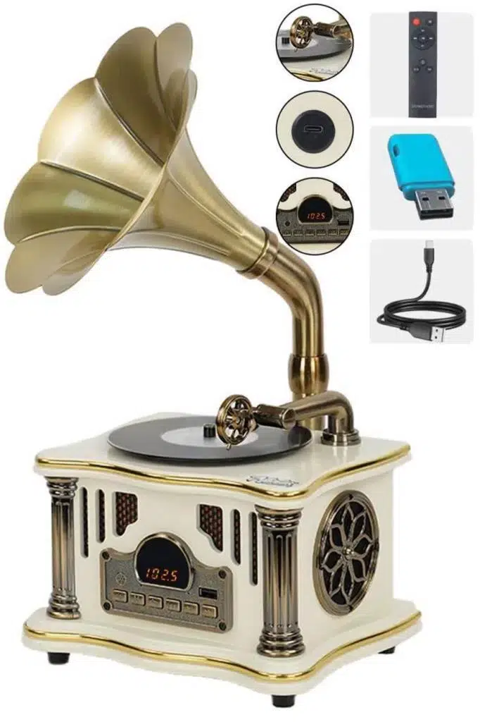 Midex GR-26WH Radyolu Gramofon Görünümlü Müzik Kutusu (OUTLET)