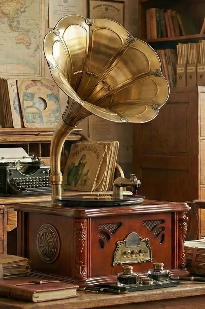 GR-50 (2026 versiyon) Nostaljik Dev Gramofon Bluetooth USB Plak Çalar Pikap FM Radyo MP3