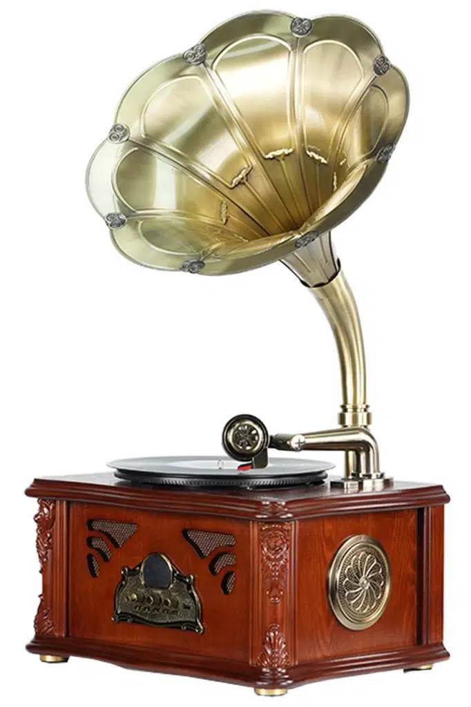 GR-50 (2026 versiyon) Nostaljik Dev Gramofon Bluetooth USB Plak Çalar Pikap FM Radyo MP3