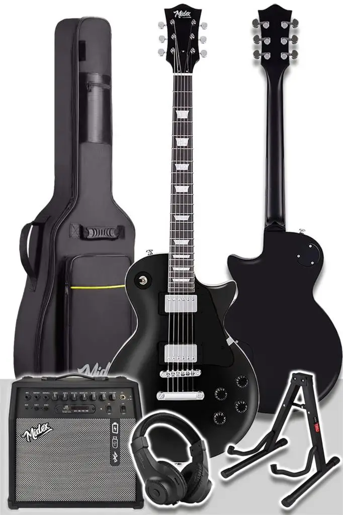 Midex GRX-200BK-50-AMP Les Paul Kasa Elektro Gitar Seti 50 Watt Gainli Şarjlı Amfi ve Full Set (H-H)