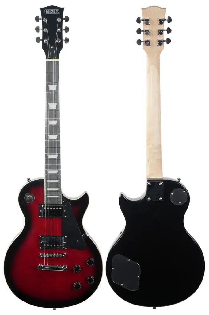 Midex GRX-200RDS Profesyonel Les Paul Kasa HH Elektro Gitar Seti Kırmızı Sunburs