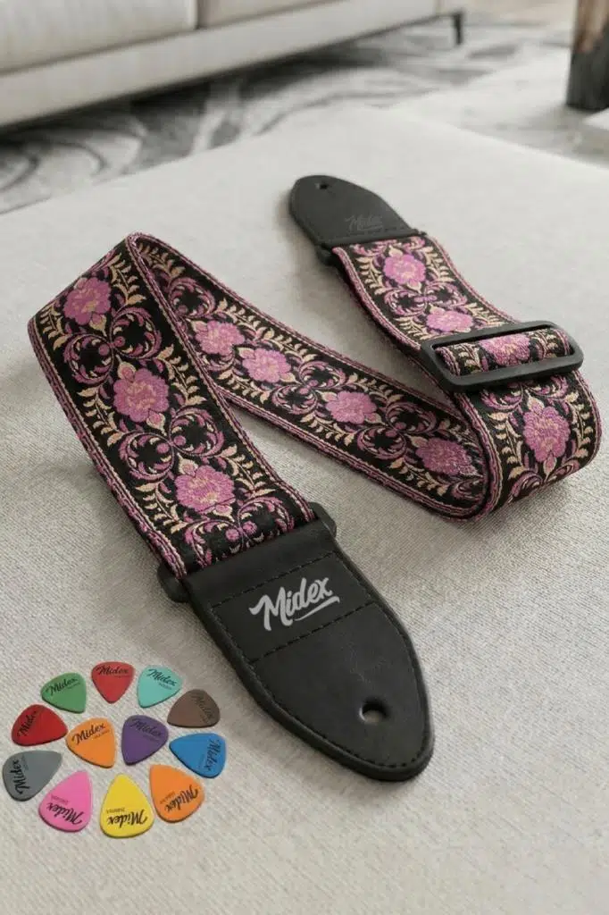 Midex GSR-25 Özel Tasarım Desenli Gitar Omuz Askısı 90-145 cm Uzunluk