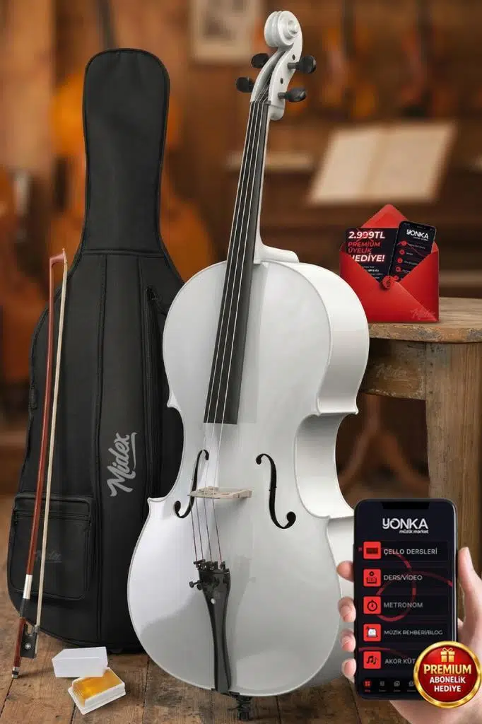 Midex GT-124WH Profesyonel Üst Kalite Beyaz Çello Viyolonsel