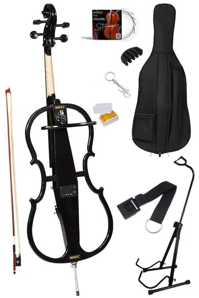 Midex GTC-400BK-PAK Profesyonel Siyah Elektro Çello Full Set