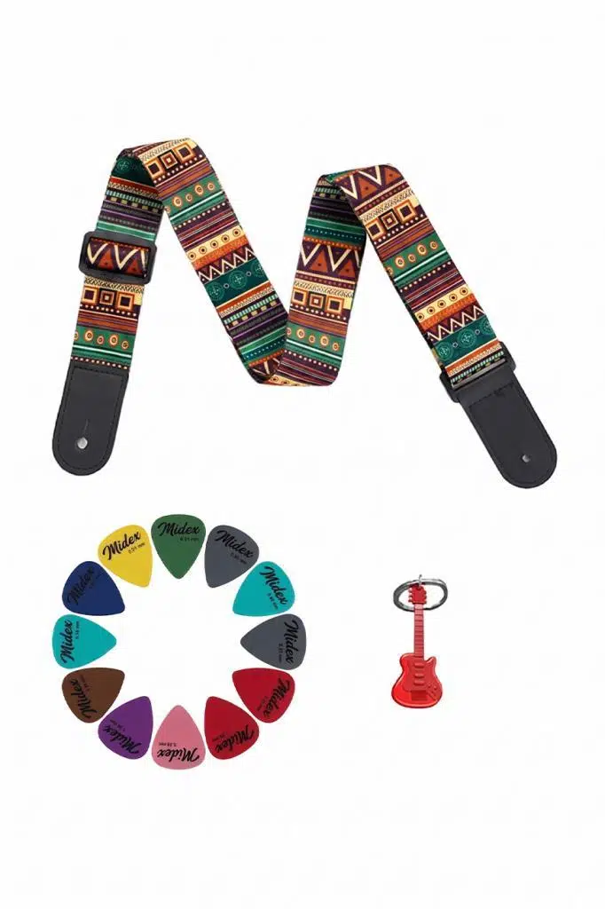 Midex HG-11GRN Ukulele ve Gitar Omuz Askısı Desenli 77-134 cm Uzunluk